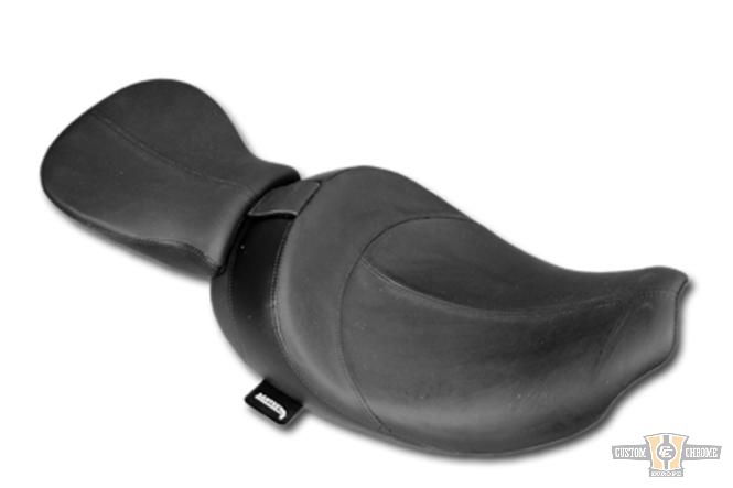 Hydra Smooth Seat Black Leather Vinyl For Harley-Davidson