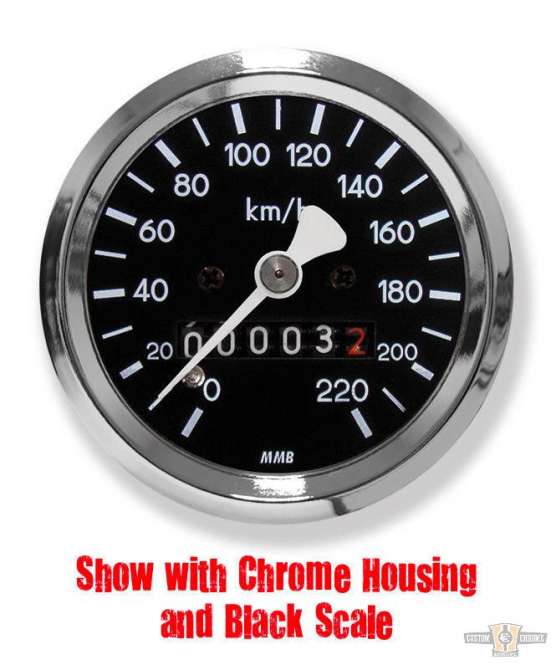 60mm Basic Speedometer Chrome 60.0 mm For Harley-Davidson