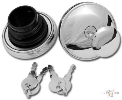 Lockable Gas Cap Set Chrome For Harley-Davidson