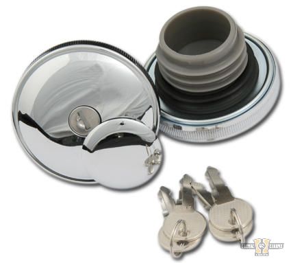 Lockable Gas Cap Set Chrome For Harley-Davidson