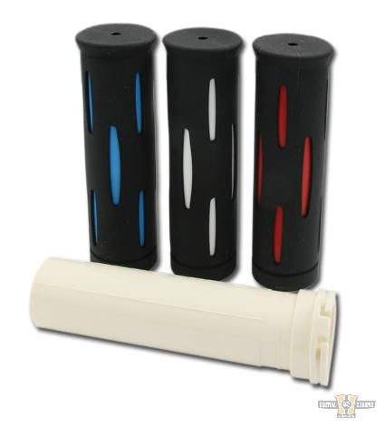 Color Rubber Grips Black Blue 1" Cable operated For Harley-Davidson
