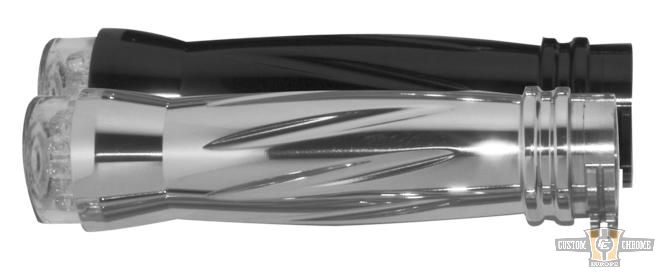 Twister Grips with LED Turn Signals Aluminium 1" Cable operated For Harley-Davidson