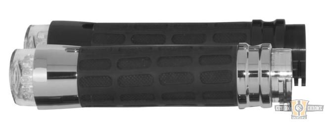 Softtouch Grip Set with LED Front and Rear Turn Signals Aluminium 1" Cable operated For Harley-Davidson