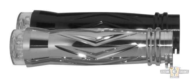 Light & V-Style Grip LED Turn Signal Set with Rear Turn Signals ,Taillight and License Plate Aluminium 1" Polished Cable operated For Harley-Davidson