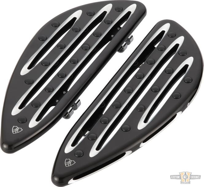 Deep Cut Floorboards Black, Anodized For Harley-Davidson