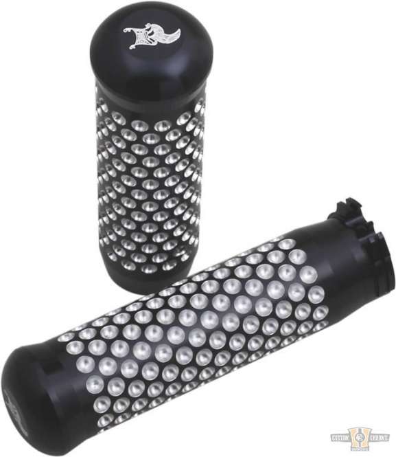 Dimpled Grips Black 1" Anodized Cable operated For Harley-Davidson