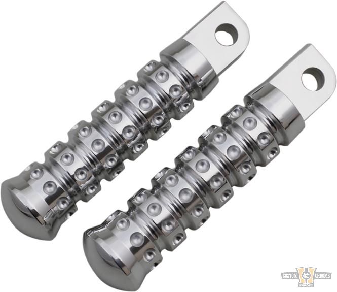 Ribbed Foot Pegs Chrome For Harley-Davidson