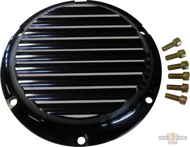 Finned Derby Cover Black Anodized For Harley-Davidson