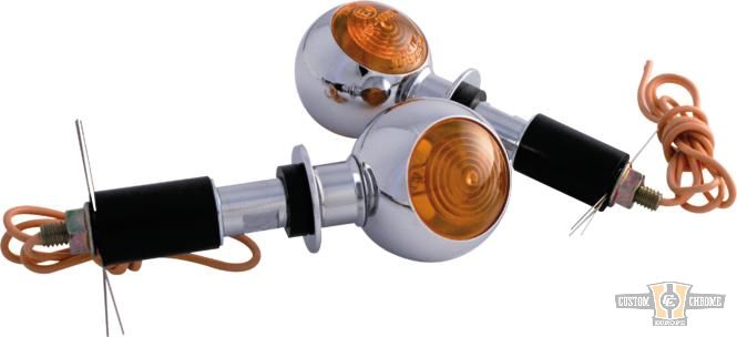 Bulls-Eye Bar End Turn Signal Chrome Orange Halogen For Harley-Davidson