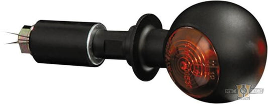 Bulls-Eye Bar End Turn Signal Black Orange Halogen For Harley-Davidson