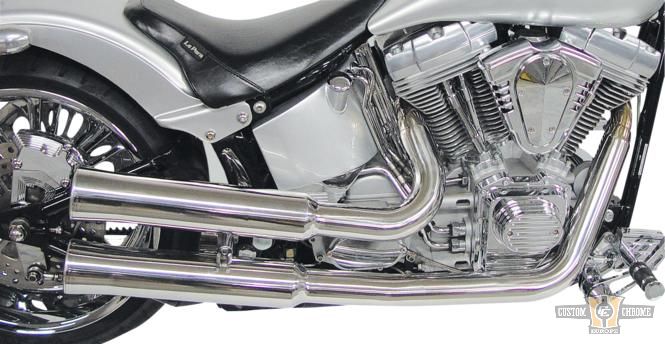 Double Groove Exhaust Systems Polished For Harley-Davidson