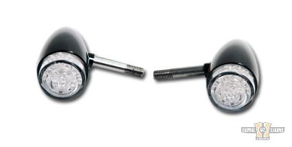 Bullet LED Turn Signal Black Clear LED For Harley-Davidson