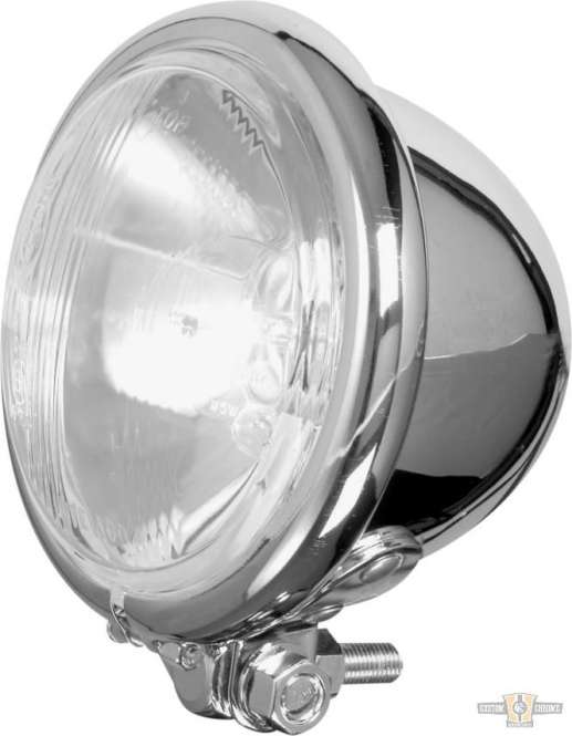 Bates Style 5 3/4" Headlight Chrome Halogen For Harley-Davidson