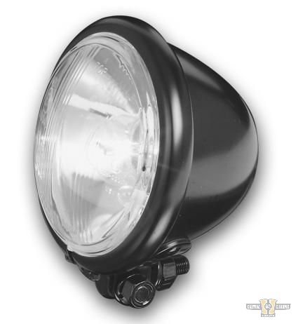 Bates Style 5 3/4" Headlight Black Halogen For Harley-Davidson