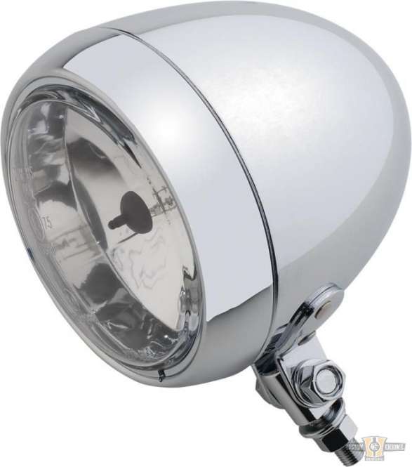 Smooth 4 1/2" Headlight Chrome Halogen For Harley-Davidson