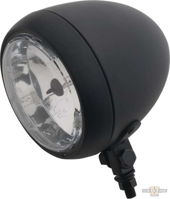 Smooth 4 1/2" Headlight Black Halogen For Harley-Davidson