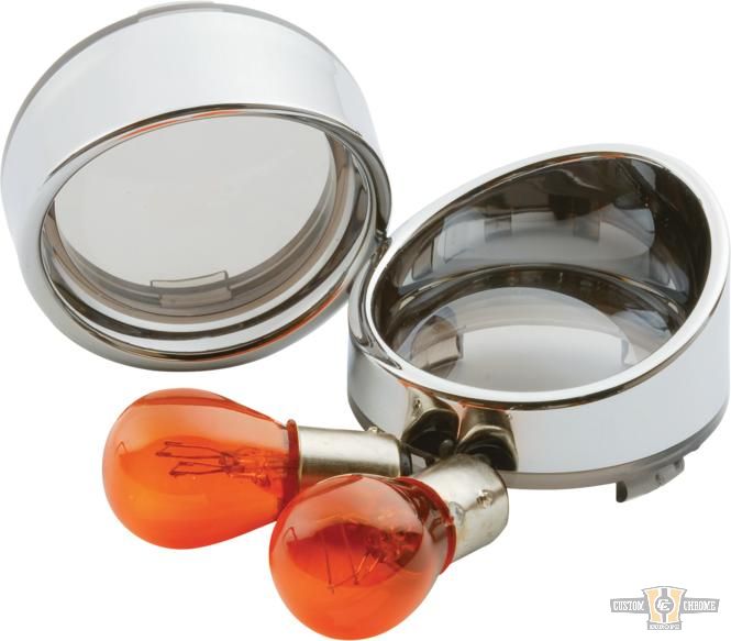 Deuce Turn Signal Visor Bezel Kit Chrome For Harley-Davidson