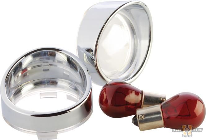 Deuce Turn Signal Visor Bezel Kit Chrome For Harley-Davidson