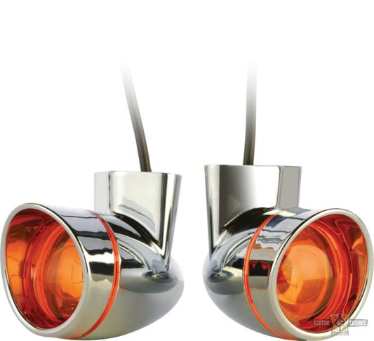 Bullet Visor Turn Signal Chrome Amber For Harley-Davidson