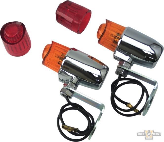 Pony Marker Light Chrome Amber Red For Harley-Davidson