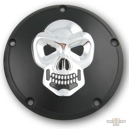 Skull Derby Cover Black Chrome For Harley-Davidson