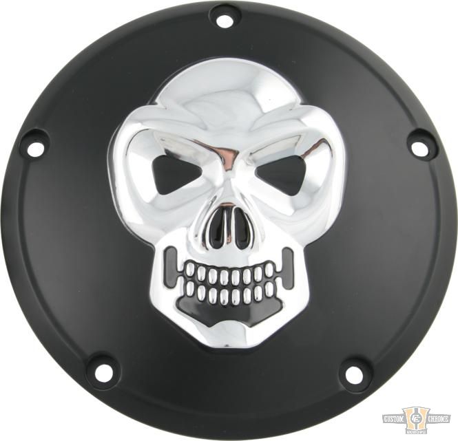 Skull Derby Cover Black Chrome For Harley-Davidson