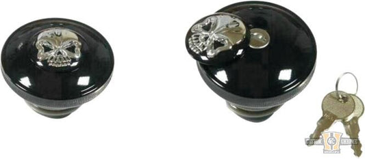 Skull Lockable Gas Cap Black For Harley-Davidson