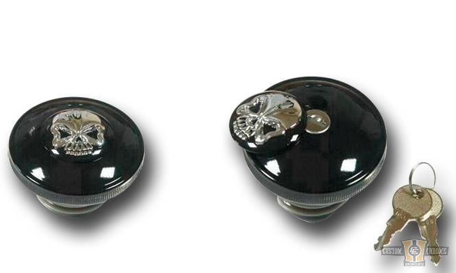 Skull Lockable Gas Cap Black For Harley-Davidson