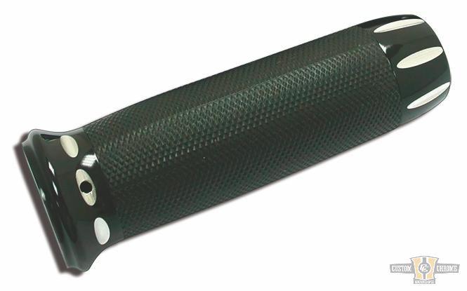 Panorama Grips Black Raw Cut 1" Gloss Throttle By Wire For Harley-Davidson