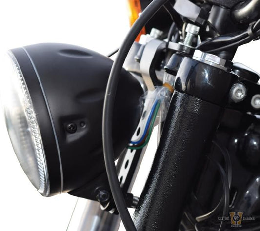 Small Headlight Relocation Bracket Black Powder Coated For Harley-Davidson