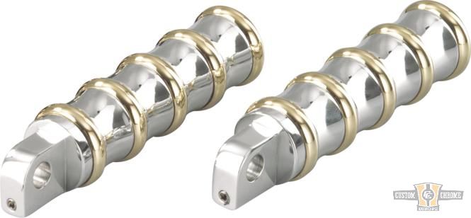 Vintage Passenger Pegs Brass, Chrom, Polished For Harley-Davidson