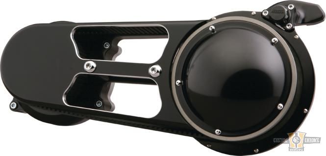 2" Open Belt Drive with Motor Plate Black For Harley-Davidson