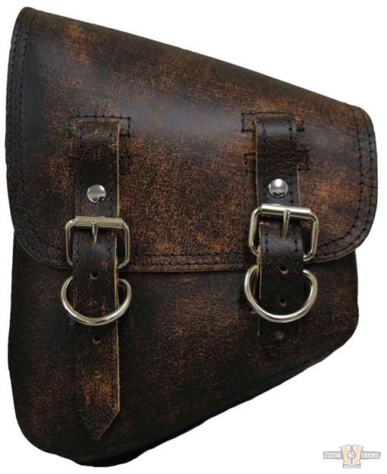 Bolt-On Solo Saddelbag with Bracket Rustic Brown Left For Harley-Davidson