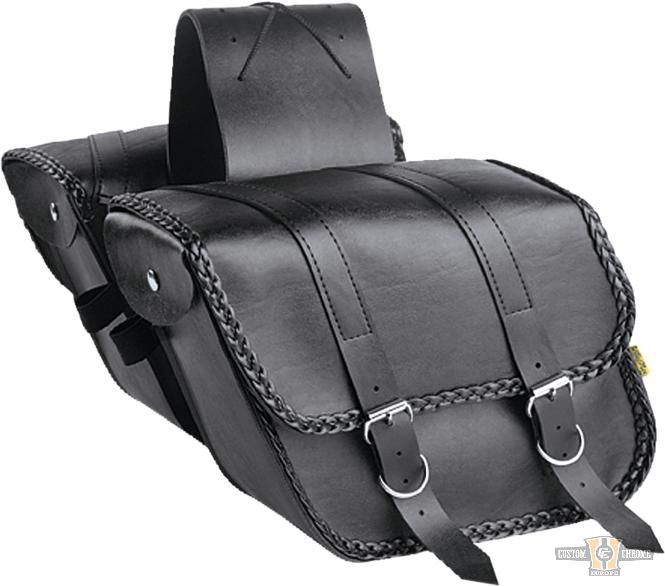 Braided Slant Saddlebags Black For Harley-Davidson