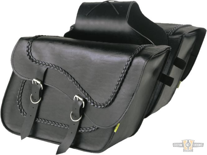 Braided Slant Saddlebags Black For Harley-Davidson