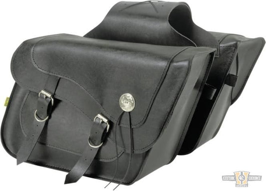 Deluxe Slant Saddlebags Black For Harley-Davidson