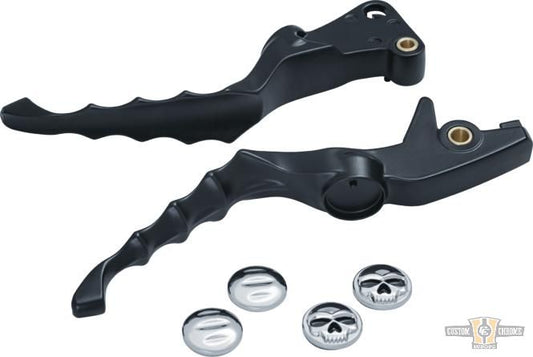 Zombie Hand Control Levers Black Satin For Harley-Davidson