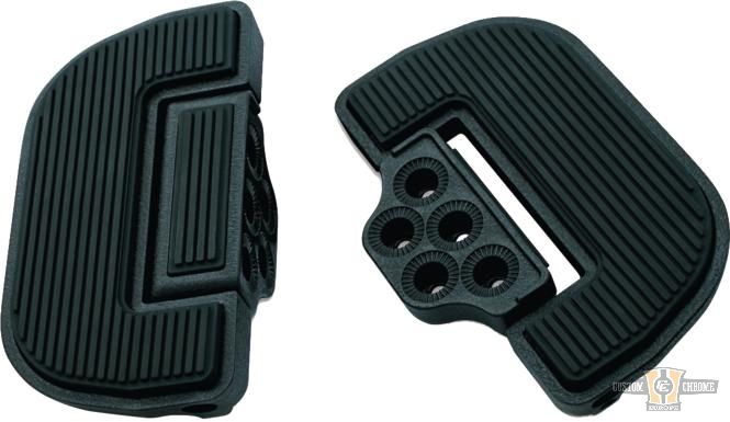 Ribbed Folding Boards for Driver or Passenger Black For Harley-Davidson