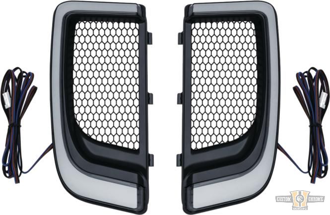 LED Tracer Fairing Lower Grills Black White LED For Harley-Davidson