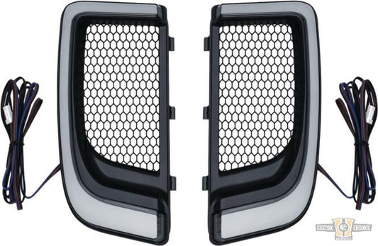 LED Tracer Fairing Lower Grills Black White LED For Harley-Davidson