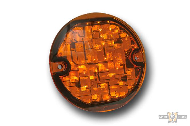 Flat-Style Turn Signal Insert Chrome Amber LED For Harley-Davidson