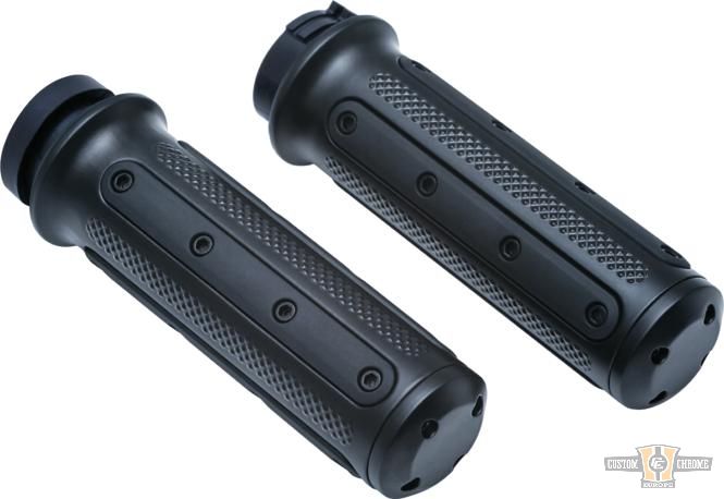 Heavy Industry Grips Black 1" Satin Cable operated For Harley-Davidson