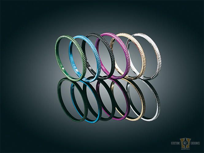 Knurled Accent Rings Black For Harley-Davidson