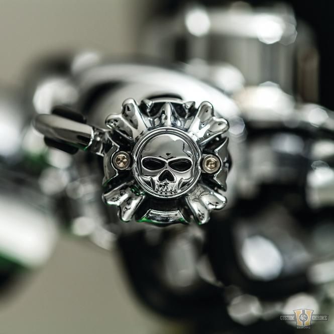 Zombie Grip End Caps Chrome For Harley-Davidson