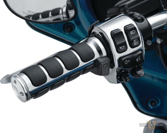 ISO Heated Grips Chrome 1" Throttle By Wire For Harley-Davidson