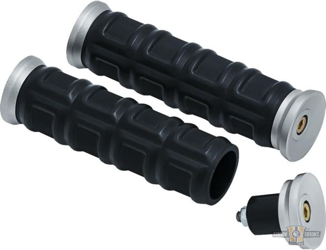 Dillinger Open Ends Grips Silver 1" Satin Cable operated Throttle By Wire For Harley-Davidson