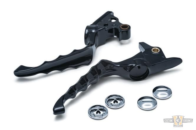 Zombie Hand Control Levers Gloss Black For Harley-Davidson