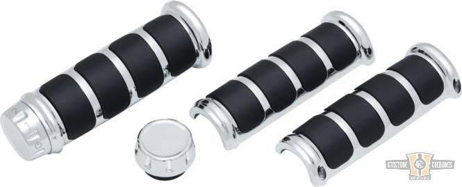 ISO Grip Cover for OEM HD Heat Grip Grips Black Chrome 1" Throttle By Wire For Harley-Davidson