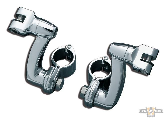 Longhorn Offset Peg Mounts With 1-1/4" Magnum Quick Clamps Black, Gloss For Harley-Davidson