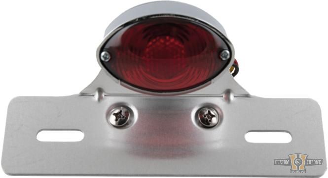 Micro Cateye Taillight with License Plate Bracket Chrome Dual Filament For Harley-Davidson